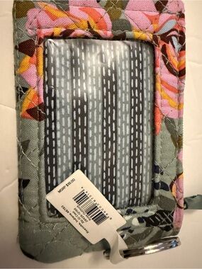 Vera Bradley Floral Quilted ID Case in Sage Green, Pink, Yellow, Brown